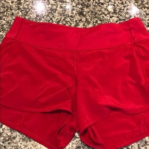 Lululemon red speed up short 4 inch inseam